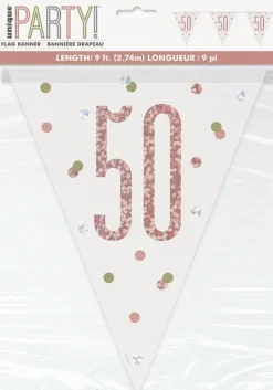 Flaggbanner - 50 År - Rosegull