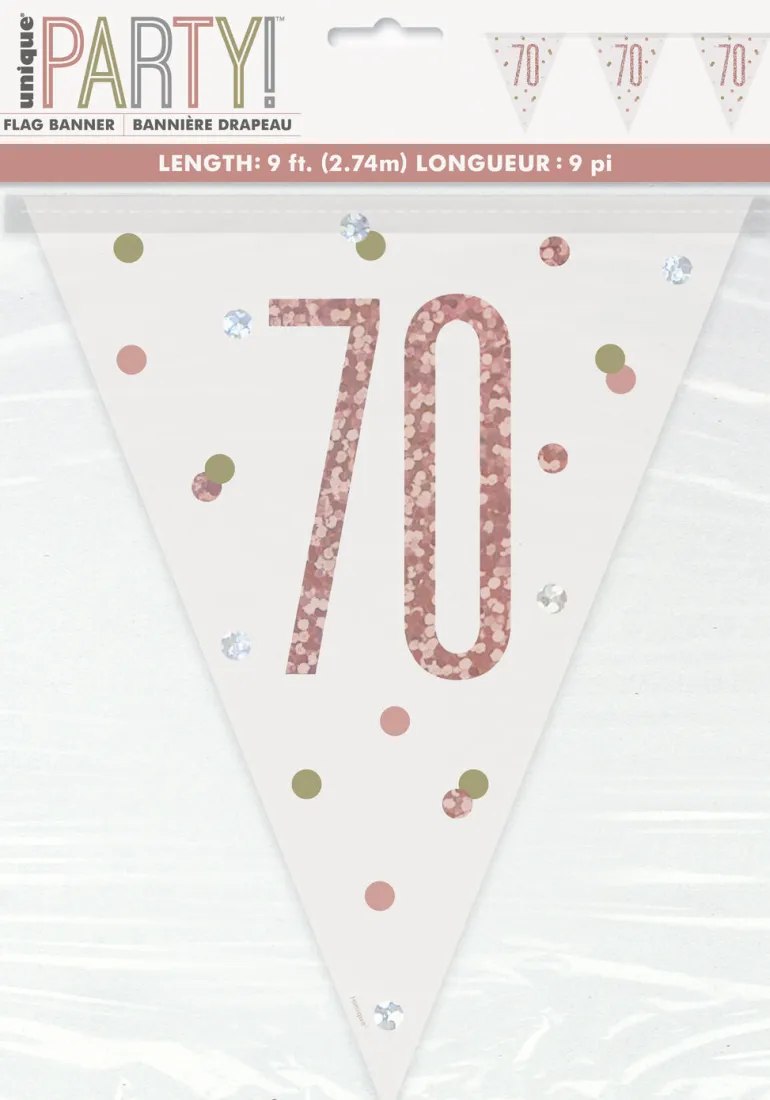 Flaggbanner - 70 År - Rosegull