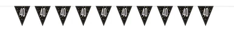 Flaggbanner - 40 År - Sort & Sølv