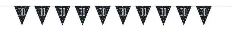 Flaggbanner - 30 År - Sort & Sølv