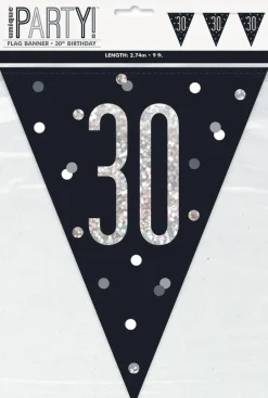 Flaggbanner - 30 År - Sort & Sølv