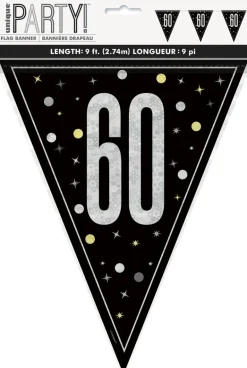 Flaggbanner - 60 År - Sort & Sølv