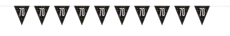 Flaggbanner - 70 År - Sort & Sølv
