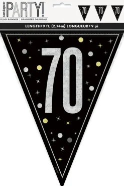 Flaggbanner - 70 År - Sort & Sølv