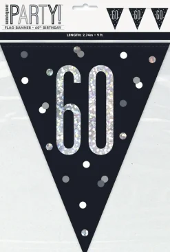 Flaggbanner - 60 År - Sort & Sølv