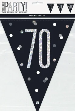 Flaggbanner - 70 År - Sort & Sølv