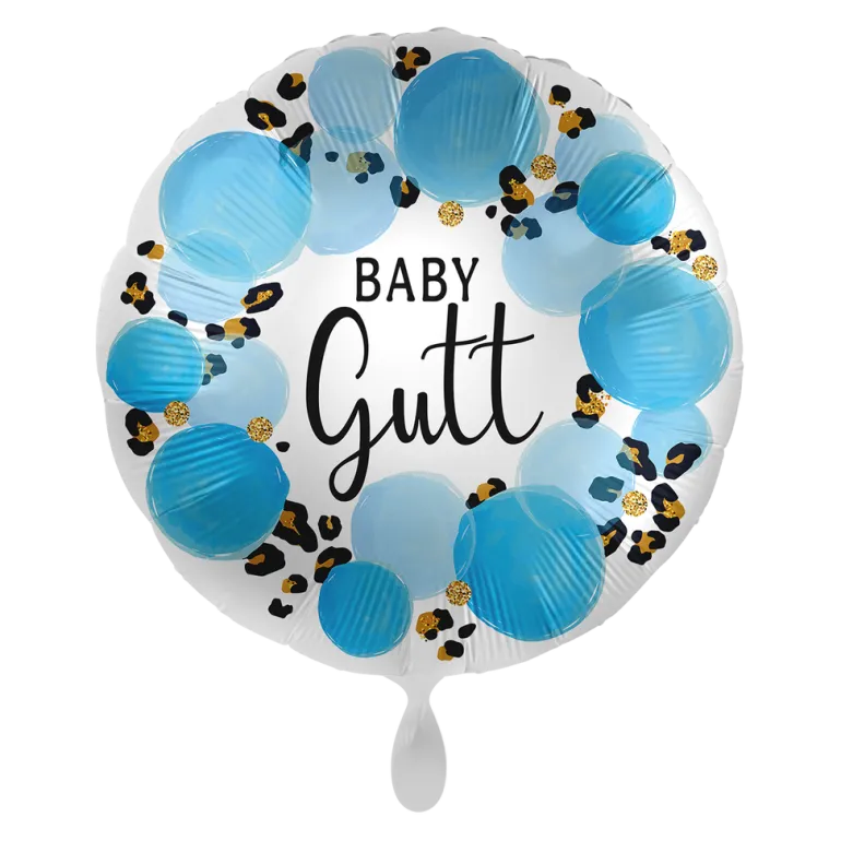 Folieballong - "Baby Gutt" - Blå Prikker