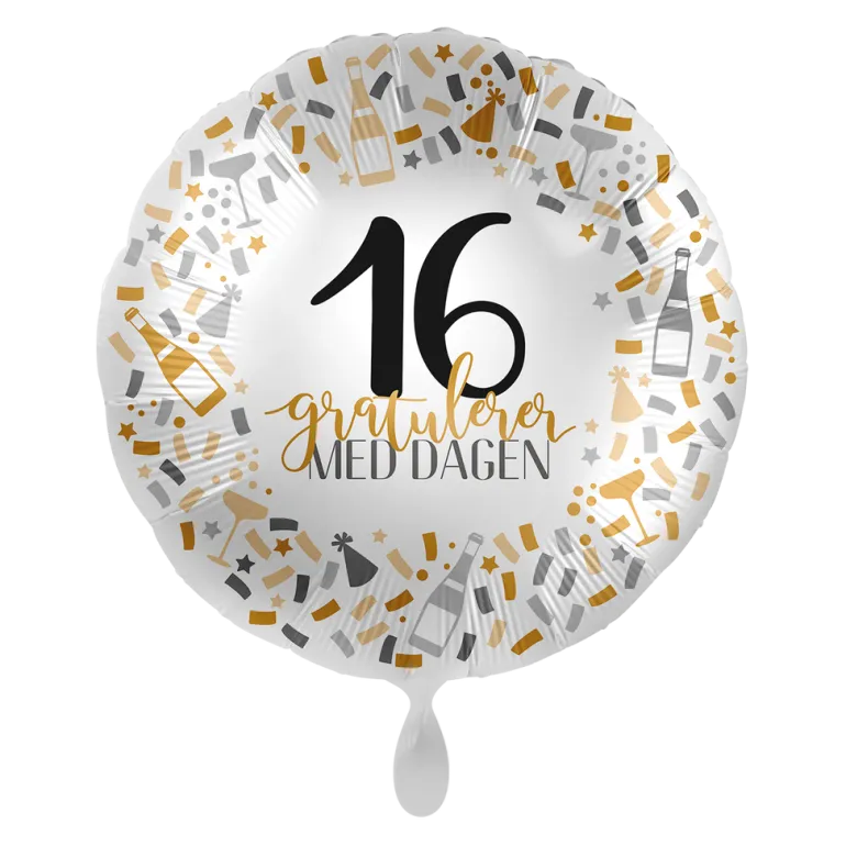 Folieballong - Gratulerer - 16 År