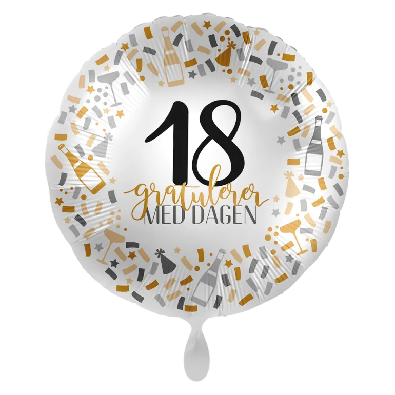Folieballong - Gratulerer - 18 År