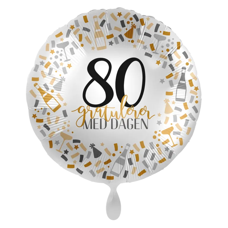 Folieballong - Gratulerer - 80 År
