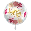 Folieballong - "Lykke Til" - Blomster