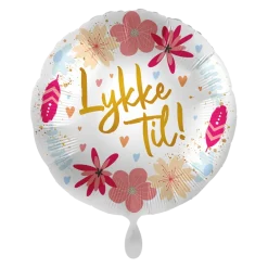 Folieballong - "Lykke Til" - Blomster