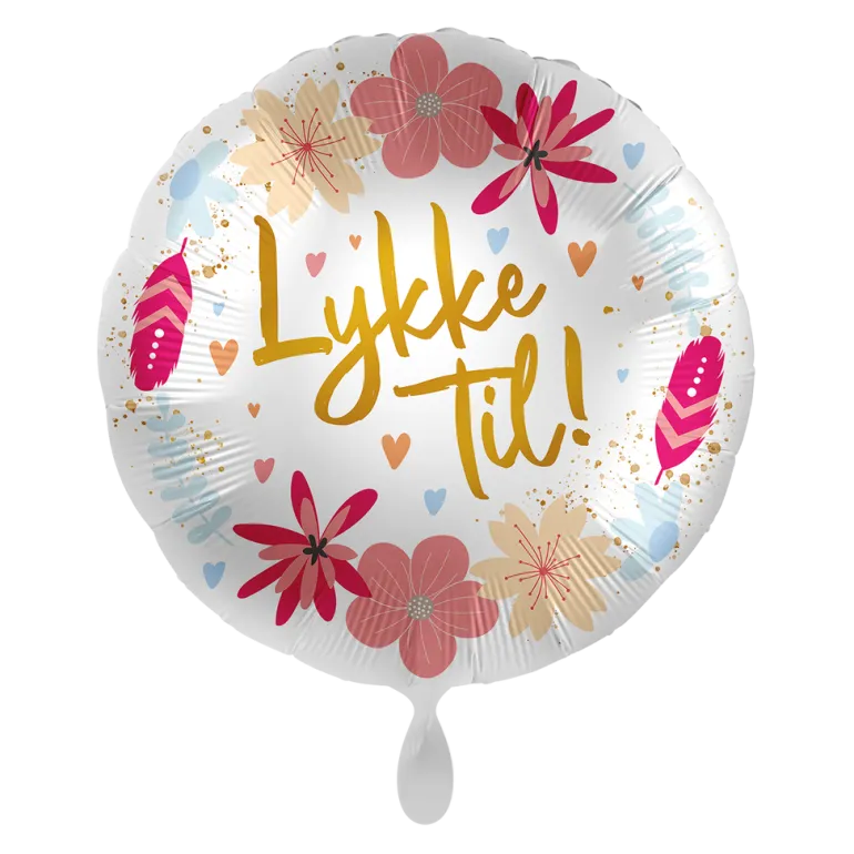 Folieballong - "Lykke Til" - Blomster