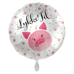 Folieballong - "Lykke Til" - Gris