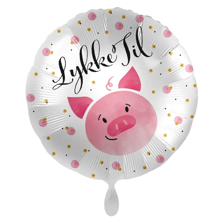 Folieballong - "Lykke Til" - Gris
