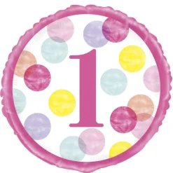 Folieballong- Rosa Dots - Første Bursdag