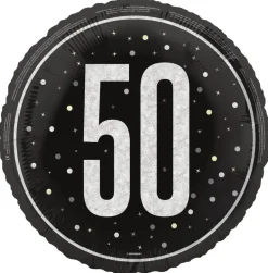 Folieballong - 50-årsdag Sort Glitz