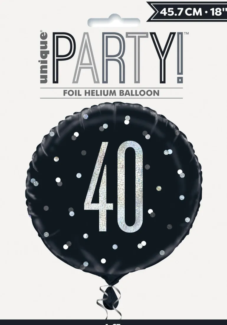 Folieballong - 40 År Sort