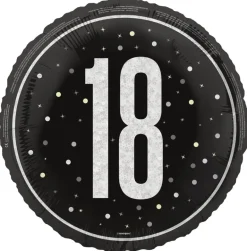 Folieballong - 18 År - Sort & Sølv