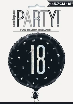 Folieballong - 18 År - Sort & Sølv