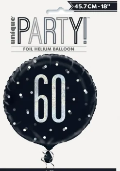 Folieballong - 60 År - Sort & Sølv