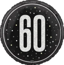 Folieballong - 60 År - Sort & Sølv