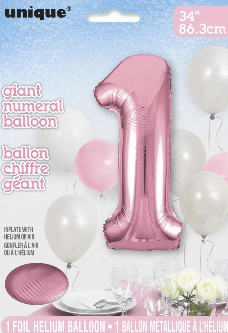 Folieballong Tall - Baby Rosa - Nummer 1