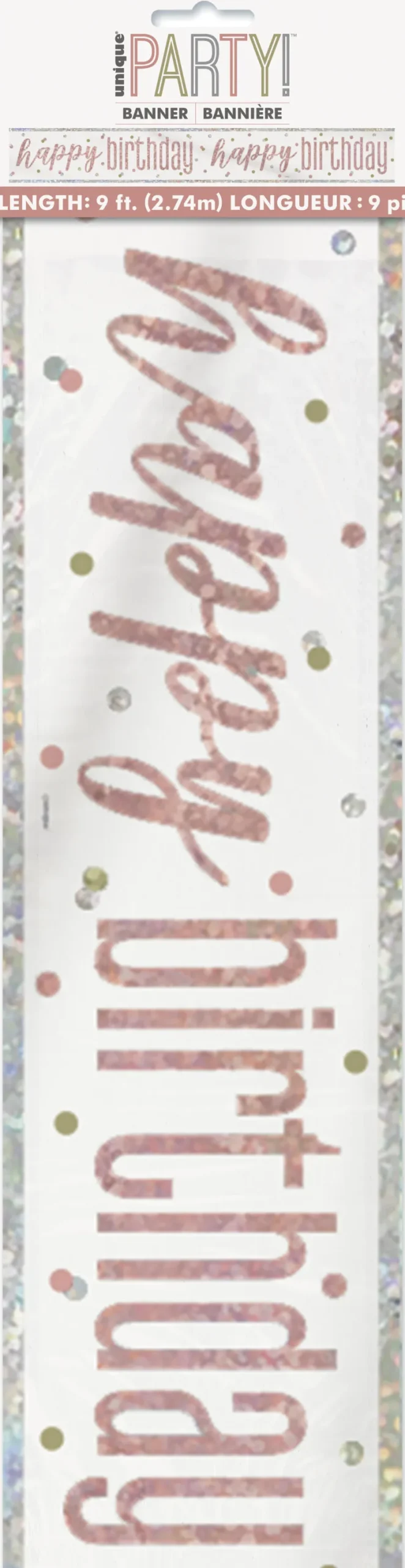 Foliebanner - Happy Birthday - Rosegull
