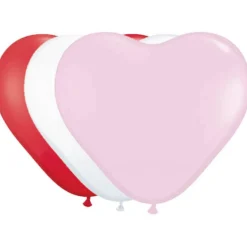 Gummiballonger hjerte - Hvit, Rosa, Rød