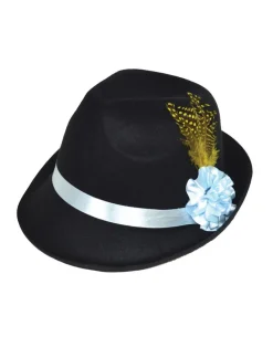 Hatt sort - Oktoberfest - Blomst og Fjær