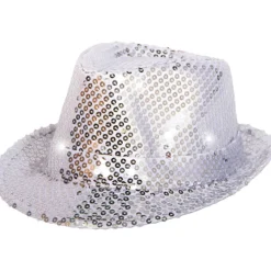Hatt - Trilby - Paljetter Sølv