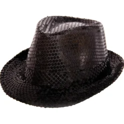 Hatt Trilby - Paljetter Sort