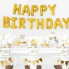 Hvite servietter - Happy Birthday i gull