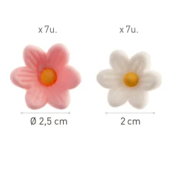 Kakedekor Margeritter - Rosa og hvit