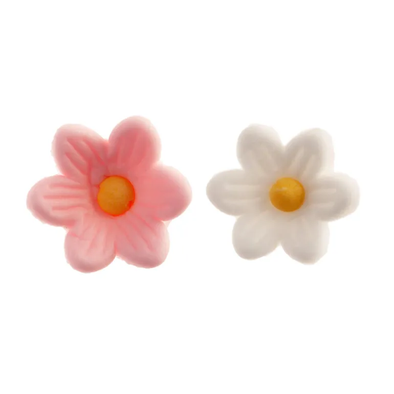 Kakedekor Margeritter - Rosa og hvit
