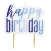 Kakelys - "Happy Birthday" - Blå & Sølv