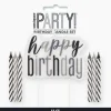 Kakelys - "Happy Birthday" - Sort & Sølv