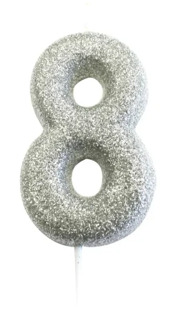 Kakelys - Nummer 8 - Glitter Sølv