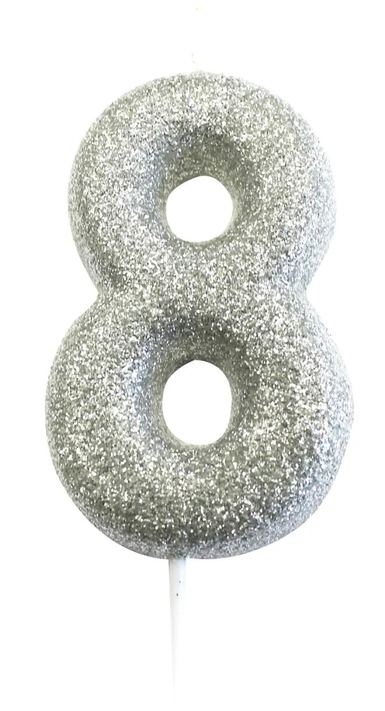 Kakelys - Nummer 8 - Glitter Sølv