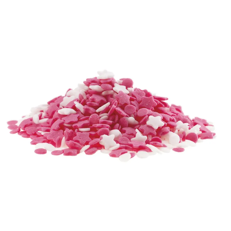 Kakestrøssel -Rosa/hvit - stjerne/rund