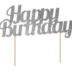 Kaketopp - "Happy Birthday" - Sølv