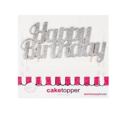 Kaketopp - "Happy Birthday" - Sølv