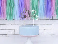 Kaketopp - "Happy Birthday" - Sølv