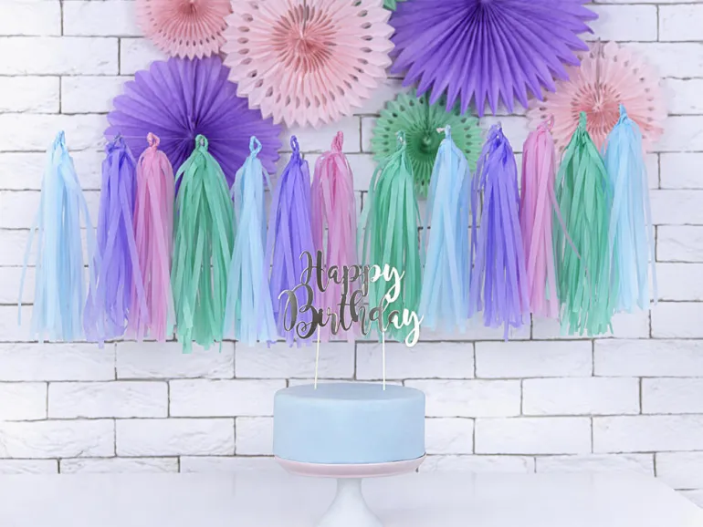 Kaketopp - "Happy Birthday" - Sølv
