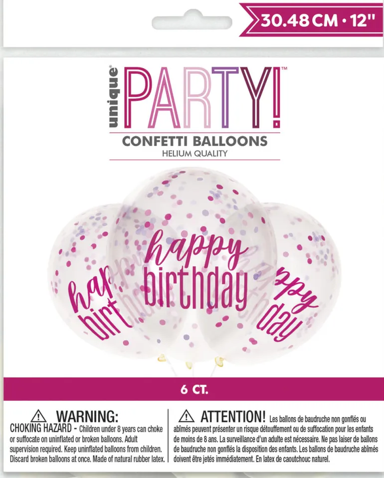 Konfettiballonger - "Happy Birthday"