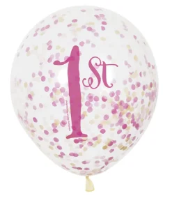 Konfettiballonger - 1-årsdag- Rosa