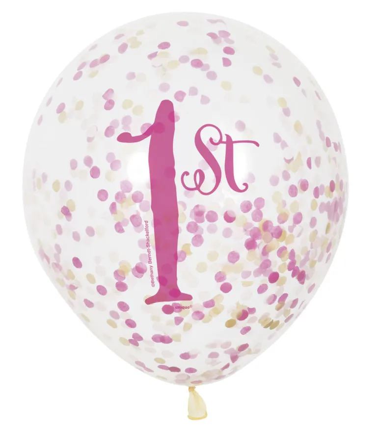 Konfettiballonger - 1-årsdag- Rosa