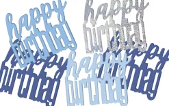 Konfetti - "Happy Birthday" - Blå & Sølv