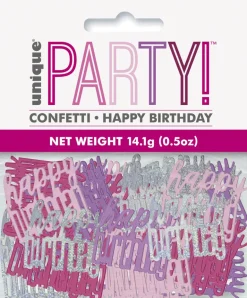 Konfetti - Happy Birthday - Rosa & Sølv