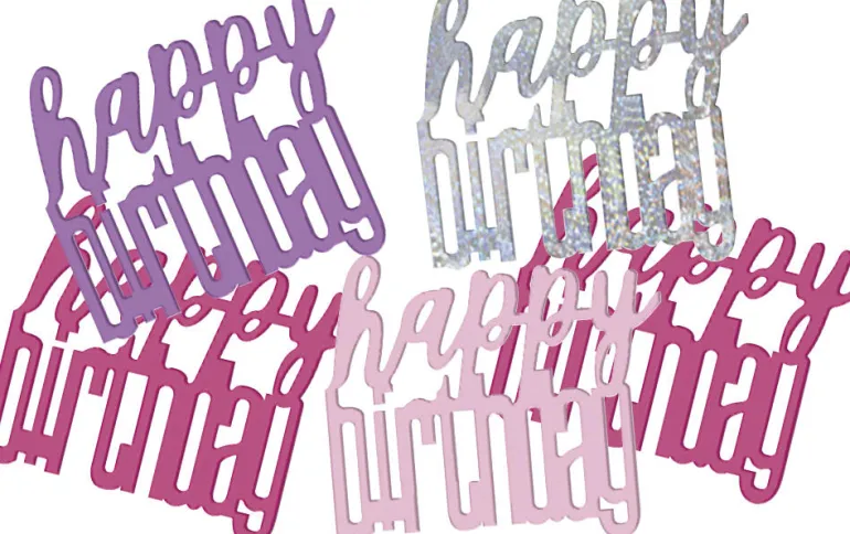 Konfetti - Happy Birthday - Rosa & Sølv